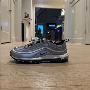 Nike  air max 97 Metallic Silver Sneakers with Black and Purple Accents